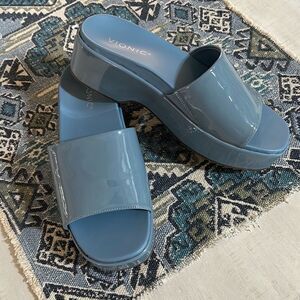 VIONIC Blue Patent Slide Sandal